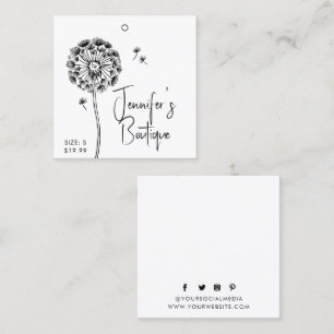 Etiquetas de ropa Pequeña Floral Negra Blanco