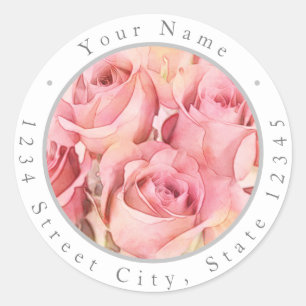 Etiquetas de Rosas de acuarela rosa y rosa