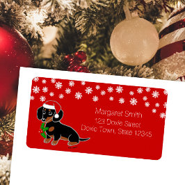 Etiquetas de Santa para Dachshund Negro y Canela