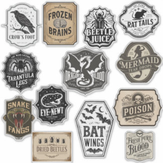 Etiquetas de selección de botellas de poción de Ha