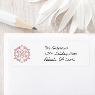 Etiquetas de Swirl Red Snowflake