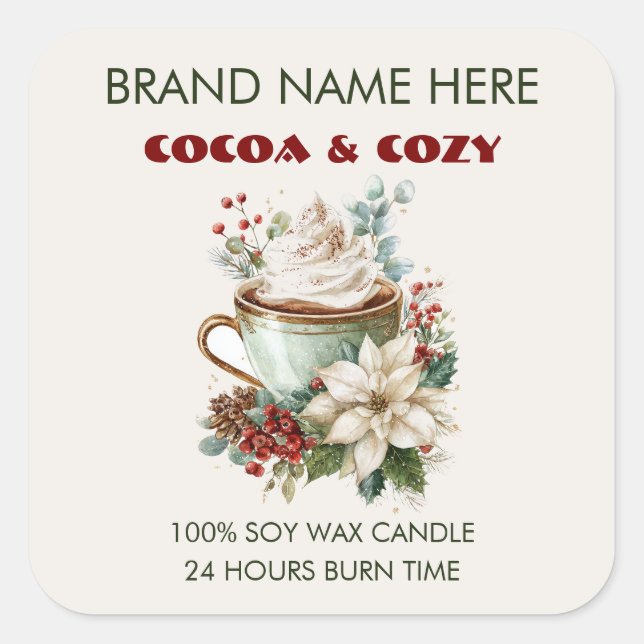 Etiquetas de velas Cocoa & Cozy (Anverso)