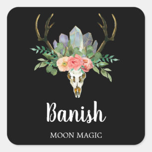 Etiquetas de velas de la intención de cráneo flora