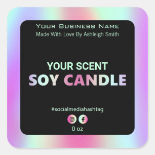 Etiquetas de velas de soja iris iridiscentes