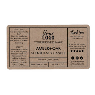 Etiquetas de velas de soja Kraft profesional