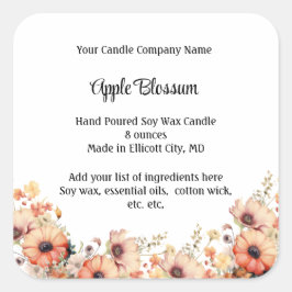 Etiquetas de Velas Personalizadas Flor de Melocotó