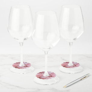 Etiquetas de vidrio de papel de vino rosa rosa de 