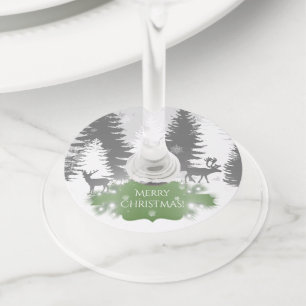 Etiquetas de vidrio de vino de Winter Wonderland -