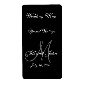 Etiquetas de vino boda con monograma, nombres y fe