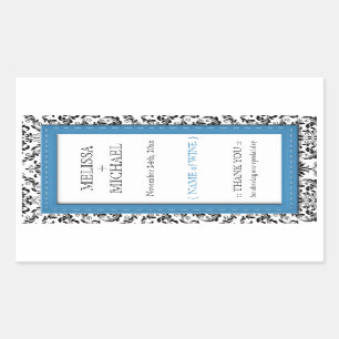 Etiquetas de vino Boda vertical de Damasco azul
