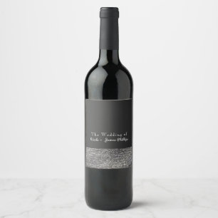 Etiquetas de vino chic con lentejuelas grises y pl