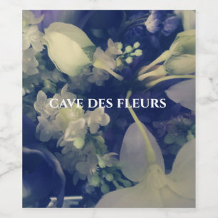 etiquetas de vino con flores oscuras personalizada