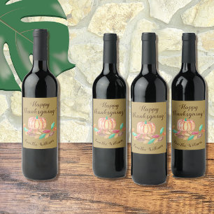 Etiquetas de vino de Acción de Gracias personaliza