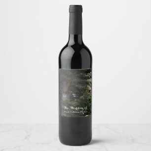 Etiquetas de vino de boda de bosque rústico de árb