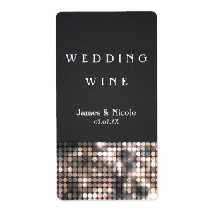 Etiquetas de vino de boda glamurosas con purpurina