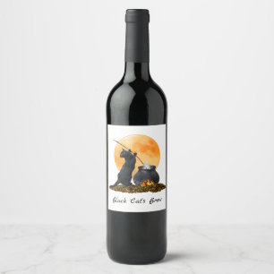 Etiquetas de Vino de Caldero de Gato Negro