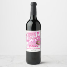 Etiquetas de vino de cumpleaños 21 con rosa y dora