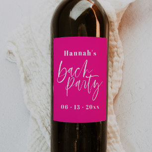 Etiquetas de vino de despedida de soltera rosa mod