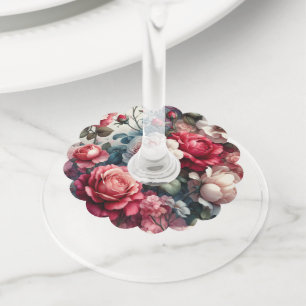 Etiquetas de vino de encanto floral de Rosa intemp