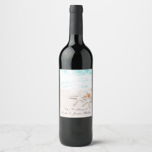 Etiquetas de vino de estrellas de mar de playa de 
