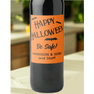 Etiquetas de vino de Halloween lindas, nombre, neg