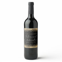 Etiquetas de vino de jubilación de Purpurinas negr