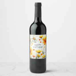 etiquetas de vino flores blancas y amarillas de cu