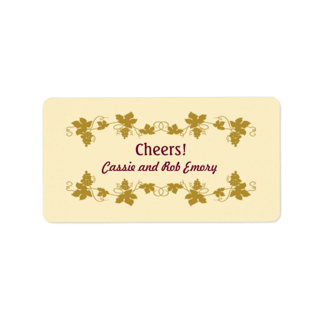 Etiquetas de vino Grapevine personalizadas (Frente)