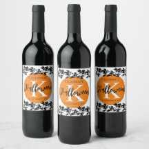 ETIQUETAS DE VINO HALLOWEEN DRAGONFLY MONOGRAM