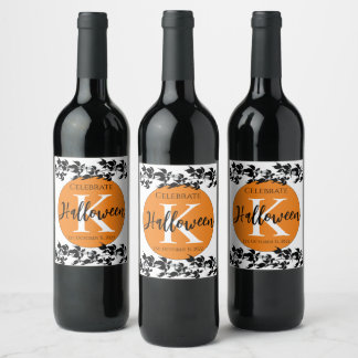 ETIQUETAS DE VINO HALLOWEEN DRAGONFLY MONOGRAM