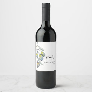 Etiquetas de vino Magia Verde Azul Oliva Acuarela