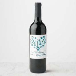 Etiquetas de vino modernas de acuarela azul turque