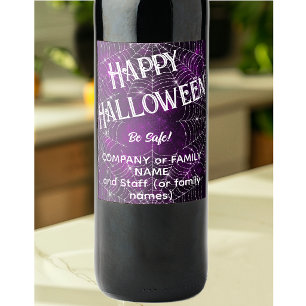 Etiquetas de vino moradas con nombre Cute Happy Ha