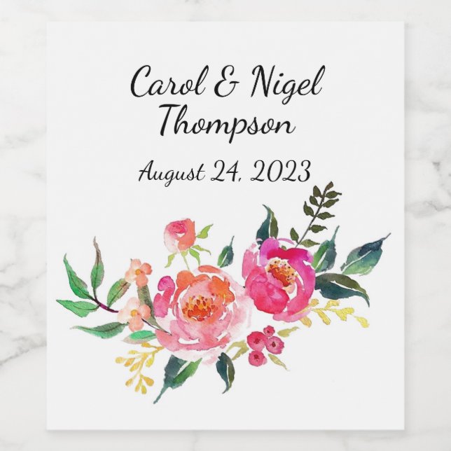 Etiquetas de vino o bebida boda (Etiqueta única)