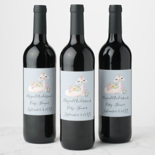 Etiquetas de vino para baby shower de niño Llama A