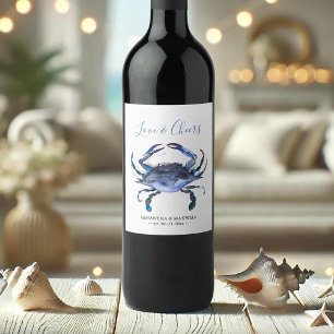Etiquetas de vino para boda en la playa Cangrejo A