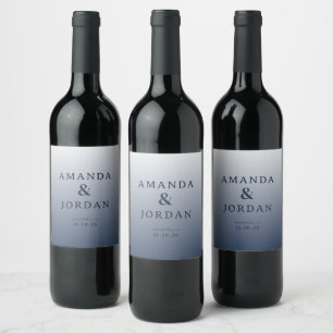 Etiquetas de vino para boda minimalistas de color