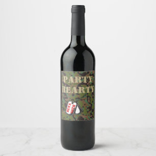 Etiquetas de vino para fiesta de camuflaje GI ultr