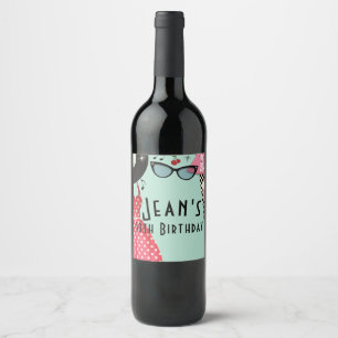 Etiquetas de vino para fiesta retro de disfraces d
