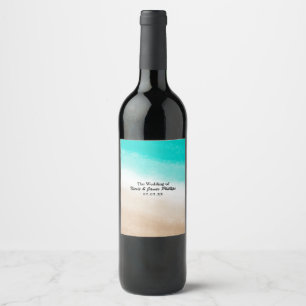 Etiquetas de vino personalizadas de playa en acuar