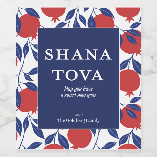 Etiquetas de vino personalizadas Shana Tova (Etiqueta única)