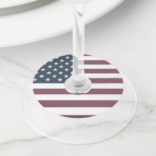 Etiquetas de vino redondeadas de la bandera estado