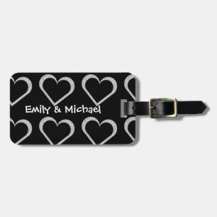 Etiquetas del equipaje del corazón de la pizarra