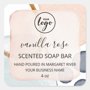 Etiquetas del logotipo de la barra azul rosada del