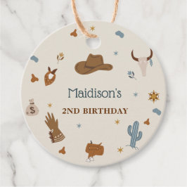 Etiquetas del partido de cumpleaños de Cowboy Occi