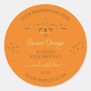Etiquetas del producto naranja Corazón de las Fron