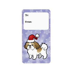 Etiquetas del regalo de Shih Tzu del navidad