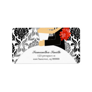 Etiquetas del remite de novia y del novio