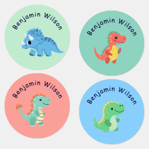 Etiquetas Dinosaur lindo nombre personalizado para niños