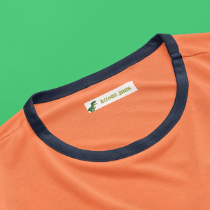 Etiquetas Dínosaurio color agua T-rex con nombre de niños Pe